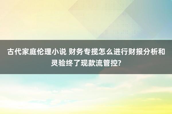 古代家庭伦理小说 财务专揽怎么进行财报分析和灵验终了现款流管控?