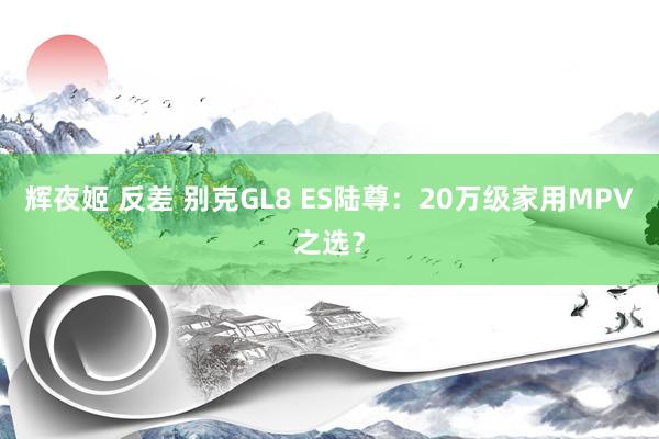 辉夜姬 反差 别克GL8 ES陆尊：20万级家用MPV之选？